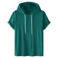 thumbnail image 1 of WREESH Men's Hoodies Casual Solid Fashion Hooded Pullover Short Sleeve Sports T-Shirt Top Green, 1 of 6