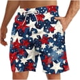 thumbnail image 1 of WREESH Men's Independence Day Shorts Printed Beach Style Drawstring Summer Casual Blue, 1 of 5