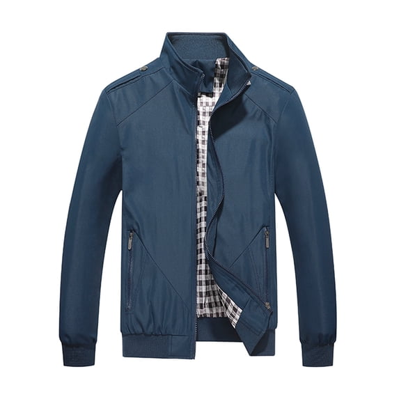 WREESH Men's Jacket Casual Windbreaker Thin Lightweight Outwear Sportswear Solid Jacket Coat Windbreaker Dark Blue