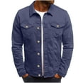 thumbnail image 1 of WREESH Men's Jacket Winter Button Solid Color Vintage Jacket Tops Shirt Coat Navy, 1 of 4