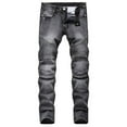 thumbnail image 1 of WREESH Men's Jeans New Fashion Have Pockets Button Zipper Personality Denim Trend Jeans Black, 1 of 9