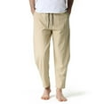 thumbnail image 1 of WREESH Men's Jogger Pants Cotton Linen Loose Casual Pants Lightweight Elastic Waist Pants Yoga Pants Home Pants Khaki, 1 of 8