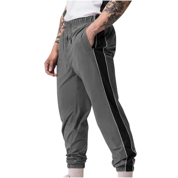 WREESH Men's Jogger Sweatpants Color-Matching Pockets Corset Pull Rope Fashion Casual Comfort Pants Dark Gray
