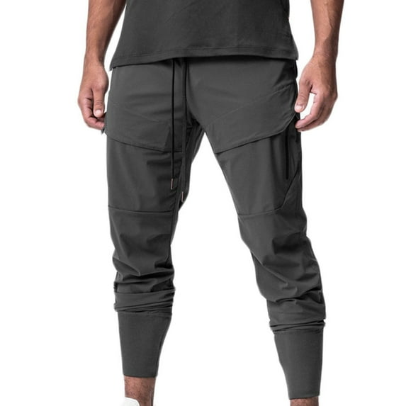 WREESH Men's Jogger Sweatpants Solid Drawstring Quick Drying Pinching Training Pants Quick Drying Hiking Pants Trousers Dark Gray