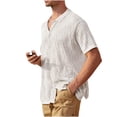 thumbnail image 1 of WREESH Men's Knitted Casual Solid Color Button Down Shirts Short Sleeve Top with Turndown Collar for Versatile Style White, 1 of 7
