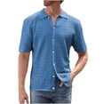 thumbnail image 1 of WREESH Men's Knitted Casual Solid Color Button Down Shirts Short Sleeve Turndown Collar Top for a Comfortable Everyday Look Sky Blue, 1 of 7