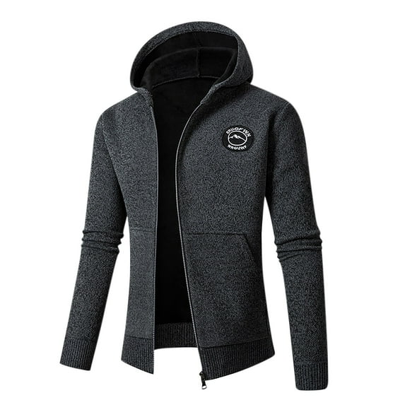WREESH Men's Knitted Hooded Cardigan Winter Sweater, Long Sleeve Open Front Coat with Pocket Design