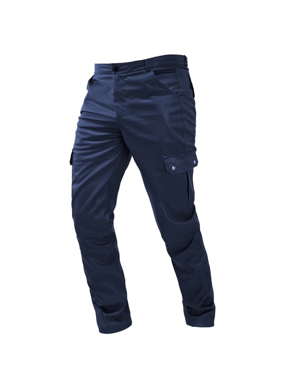 Men's Leather Pants Punk Retro Gothic Casual Pants Solid Color Casual Leather Pants Full Length Pants Blue