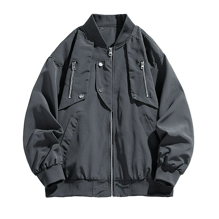 WREESH Men's Lightweight Bomber Jacket with Zip Cargo