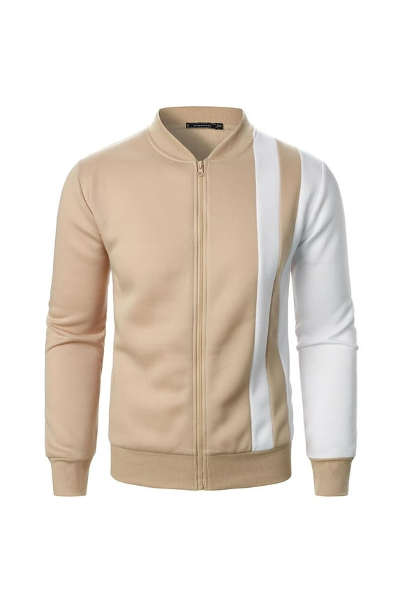 Men's Lightweight Windproof Track Jacket - Full Zip Up Sweatshirt with Color Block Design, Breathable Polyester for Fall Running/Training