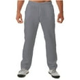 thumbnail image 1 of WREESH Men's Linen Pants Casual Loose Solid Half Waist Fashion Pockets Long Pants Gray, 1 of 9