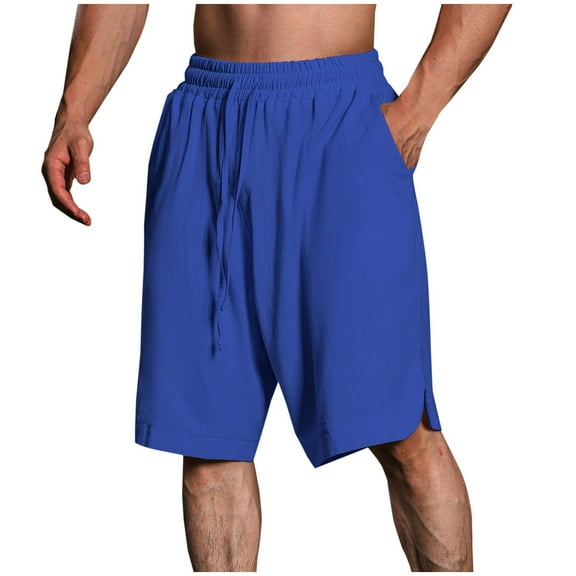 WREESH Men's Quick-Dry Linen Athletic Shorts - Elastic Waist Summer Fitness Running Outdoor Casual Shorts