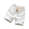 thumbnail image 1 of WREESH Men's Linen Shorts Summer Csaual Sports Elastic Waist Solid Color Drawstring Pocket Shorts White, 1 of 9