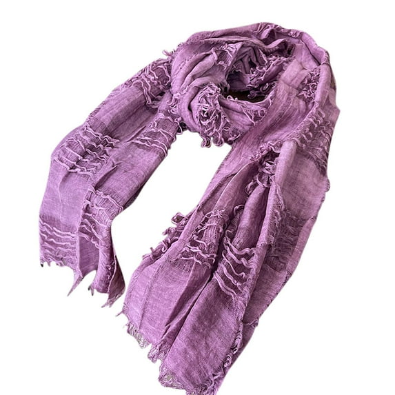 WREESH Men's Long Plain Weave Linen Scarf, Casual Fashionable and Versatile Neckwear Wine