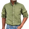 thumbnail image 1 of WREESH Men's Long Sleeve Button Down Dress Shirts Turndown Collar Solid Color Everyday Casual Wear Olive Green, 1 of 6