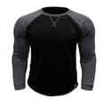 thumbnail image 1 of WREESH Men's Long-Sleeve Raglan Gym Shirt Muscle T-Shirts Active Sports and Casual Wear Pullover Top Black, 1 of 5