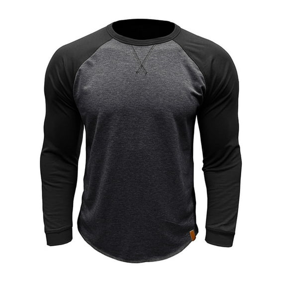 WREESH Men's Long-Sleeve Raglan Gym Shirt Muscle T-Shirts Active Sports and Casual Wear Pullover Top Dark Gray