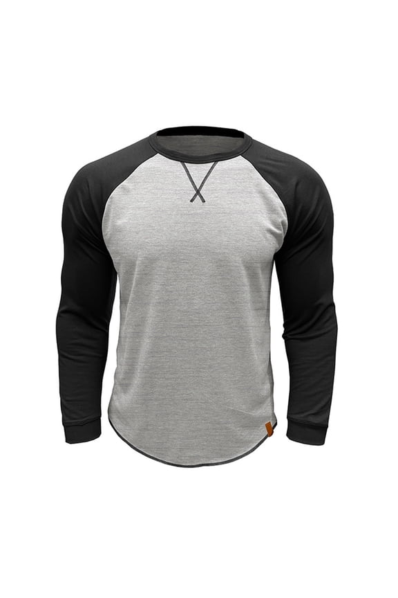 Men's Long-Sleeve Raglan Muscle T-Shirt Soft Gym Wear for Bodybuilding and Casual Pullover Tops White