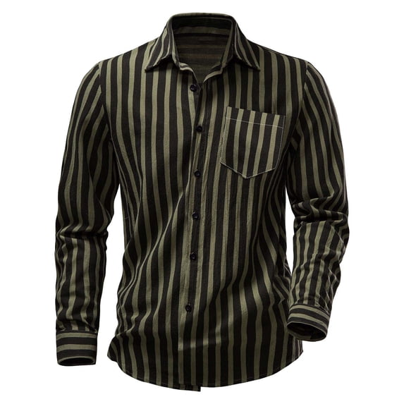 WREESH Men's Longsleeve Henley Shirt with Casual Patchwork and Button Turn-Down Collar, Solid Color Men's Buttoned Long Sleeve Top with Triangular Collar Olive Green