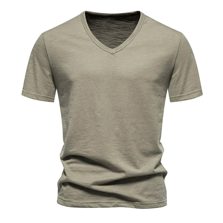 WREESH Men's Muscle Fit V-Neck T-Shirt Casual Solid Color Short