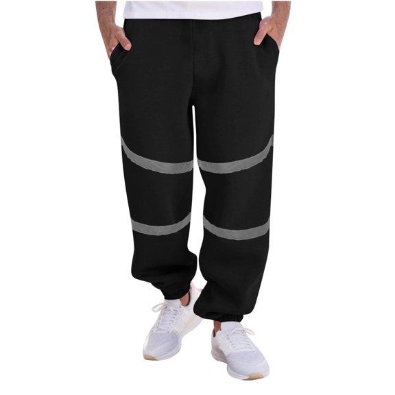WREESH Men's Night Reflective Jogger Sweatpants Fashion Joggers Sports Pants Cotton Sweatpants Trousers Long Pants Black