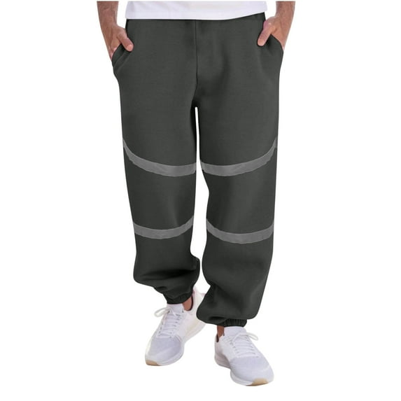 WREESH Men's Night Reflective Jogger Sweatpants Fashion Joggers Sports Pants Cotton Sweatpants Trousers Long Pants Dark Gray