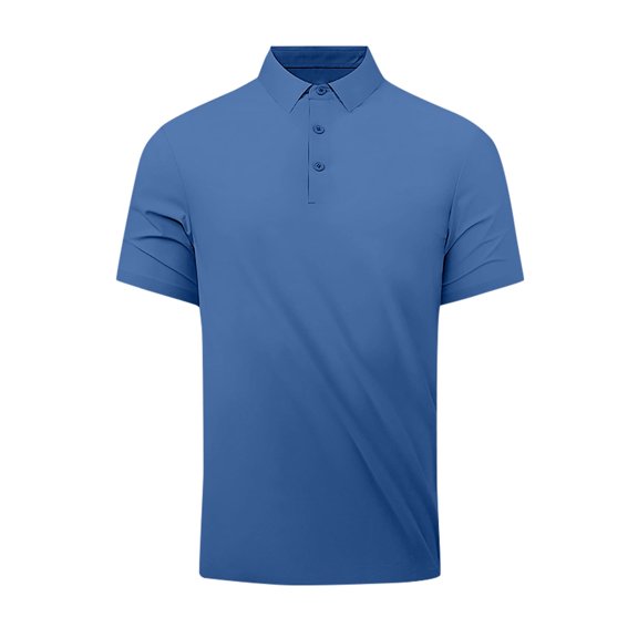 WREESH Men's Outdoor Casual Shirt Summer Solid Color Short Sleeve Top a Button-Front Henley for Everyday Adventures Blue
