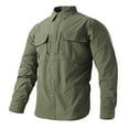 thumbnail image 1 of WREESH Men's Outdoor Work Button Down Shirts Long Sleeve Solid Color Elastic Quick Drying with Multiple Pockets Olive Green, 1 of 9