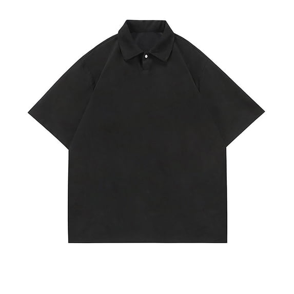 WREESH Men's Oversized Henley T-Shirt - Loose Fit Short Sleeve Solid Top, Drop Shoulder Design for Street Style & Layering