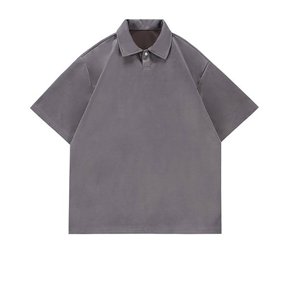 WREESH Men's Oversized Henley T-Shirt - Loose Fit Short Sleeve Solid Top, Drop Shoulder Design for Street Style & Layering