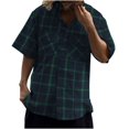 thumbnail image 1 of WREESH Men's Oversized Summer Button Down Shirts Fashion Short Sleeve Plaid Top Trendy Style Green, 1 of 7