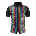 thumbnail image 1 of WREESH Men's Party Button Down Shirts Formal Sequin Buckle Shirts with Collar for a Bright and Colorful Appearance Multicolor, 1 of 8