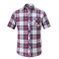 thumbnail image 1 of WREESH Men's Plaid Button Down Shirts Casual Cotton with Pocket and Turndown Collar for Short Sleeve Blue, 1 of 4