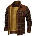 thumbnail image 1 of WREESH Men's Plaid Flannel Winter Jacket with Button Closure Pockets, Stand Collar Hooded Long Sleeve Outdoor Workwear Coat, 1 of 3