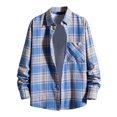 thumbnail image 1 of WREESH Men's Plaid Shirt Fashion Casual Long Sleeve with Pockets Button Down Shirt in a Classic Plaid Print Blue, 1 of 6