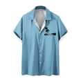 thumbnail image 1 of WREESH Men's Printed Button Down Shirts Short Sleeve Turndown Collar Tops with a Comfortable Fit and Pattern Light Blue, 1 of 5