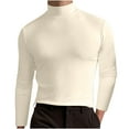 thumbnail image 1 of WREESH Men's Pullover Casual Fashion Solid Elasticity Turtleneck Long Sleeve Tops Shirt Beige, 1 of 5
