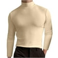 thumbnail image 1 of WREESH Men's Pullover Casual Fashion Solid Elasticity Turtleneck Long Sleeve Tops Shirt Khaki, 1 of 5