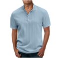 thumbnail image 1 of WREESH Men's Pullover Sport Top Solid Color Short Sleeve Shirt with Button Front a Comfortable Short Sleeve Top for Sports and Casual Outings Light Blue, 1 of 6
