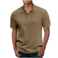 thumbnail image 1 of WREESH Men's Pullover Sport Top Solid Color Short Sleeve Shirt with Button Front a Comfortable Short Sleeve Top for Sports and Casual Outings Khaki, 1 of 6