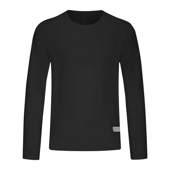 WREESH Men's Pullover Summer Solid Color Lightweight Breathable and Solid Color Long Sleeved Black
