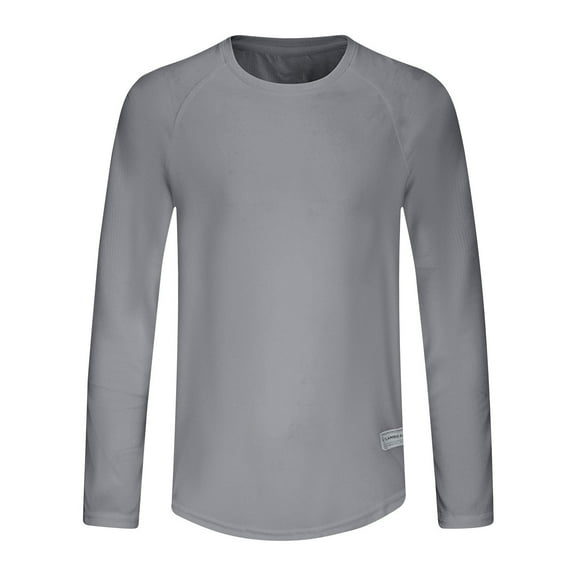 WREESH Men's Pullover Summer Solid Color Lightweight Breathable and Solid Color Long Sleeved Gray