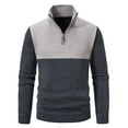 thumbnail image 1 of WREESH Men's Quarter-Zip Ribbed Sweater - Knit Pullover with Color Block Design, Long Sleeve Fall Winter Casual Thermal Top, 1 of 9