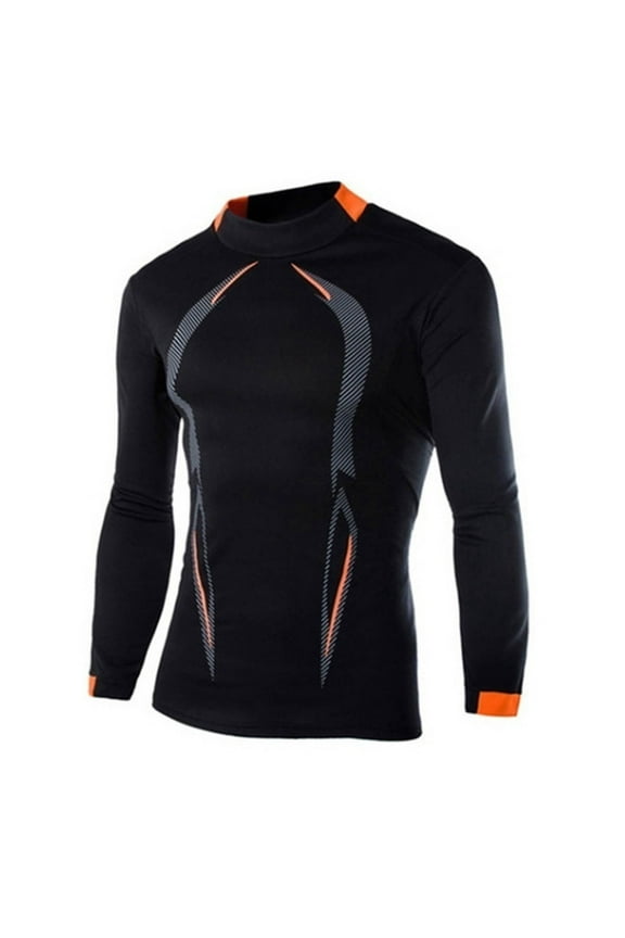 Men's Quick-Dry Long-Sleeve Sport Shirt Base-Layer Running Top for Tennis and Running Black