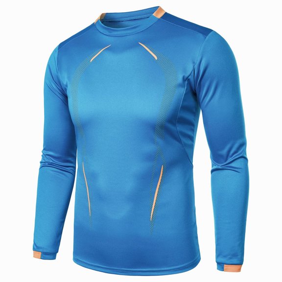WREESH Men's Quick-Dry Long-Sleeve Sport Shirt Base-Layer Running Top for Tennis and Running Blue