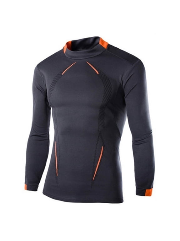 Men's Quick-Dry Long-Sleeve Sport Shirt Base-Layer Running Top for Tennis and Running Dark Gray