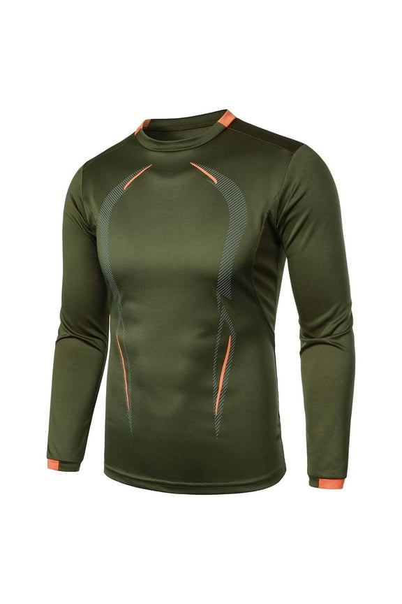 Men's Quick-Dry Long-Sleeve Sport Shirt Base-Layer Running Top for Tennis and Running Olive Green