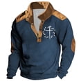 thumbnail image 1 of WREESH Men's Retro Henley Shirts Casual Long Sleeve Loose Top with Stand-Up Neck Zipper and Pockets for a Unique Style Navy, 1 of 6