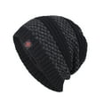 thumbnail image 1 of WREESH Men's Round Top Beanie Knitted Horizontal Stripe Acrylic Yarn Toe Cap for Men Black, 1 of 4
