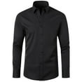 thumbnail image 1 of WREESH Men's Shirts Casual Fashion Business Long Sleeve Turn-Down Collar Button Shirt Shirt Black, 1 of 5